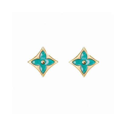 18K Louis Blue Color Blossom BB Star Earrings