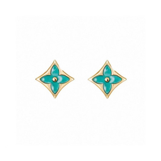 18K Louis Blue Color Blossom BB Star Earrings