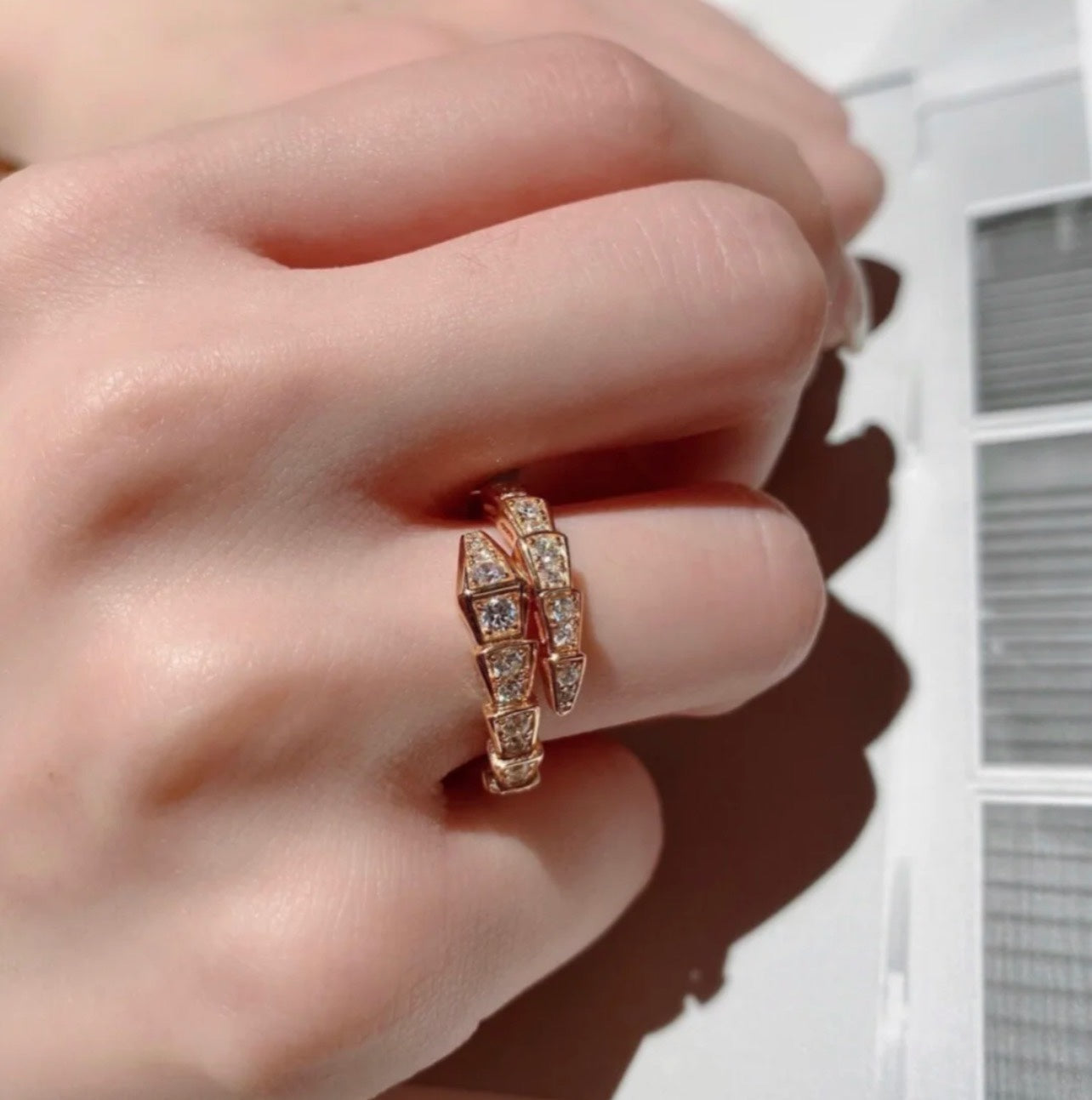 18K BV Serpenti Viper Pave Diamond Ring