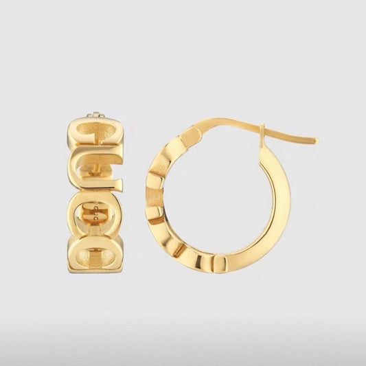 18K GUCCI Script Earrings