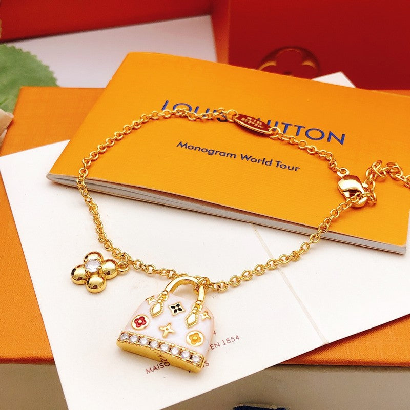 Louis White Bag Gold Bracelet