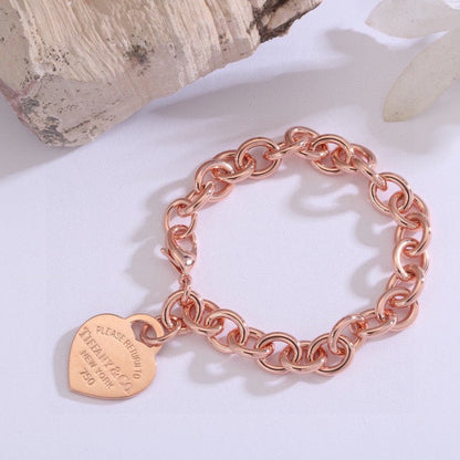 18K T Heart Tag Gold Bracelet