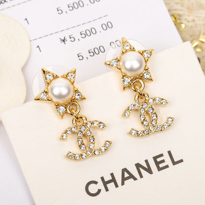 18K CHANEL CC Star Crystals Earrings