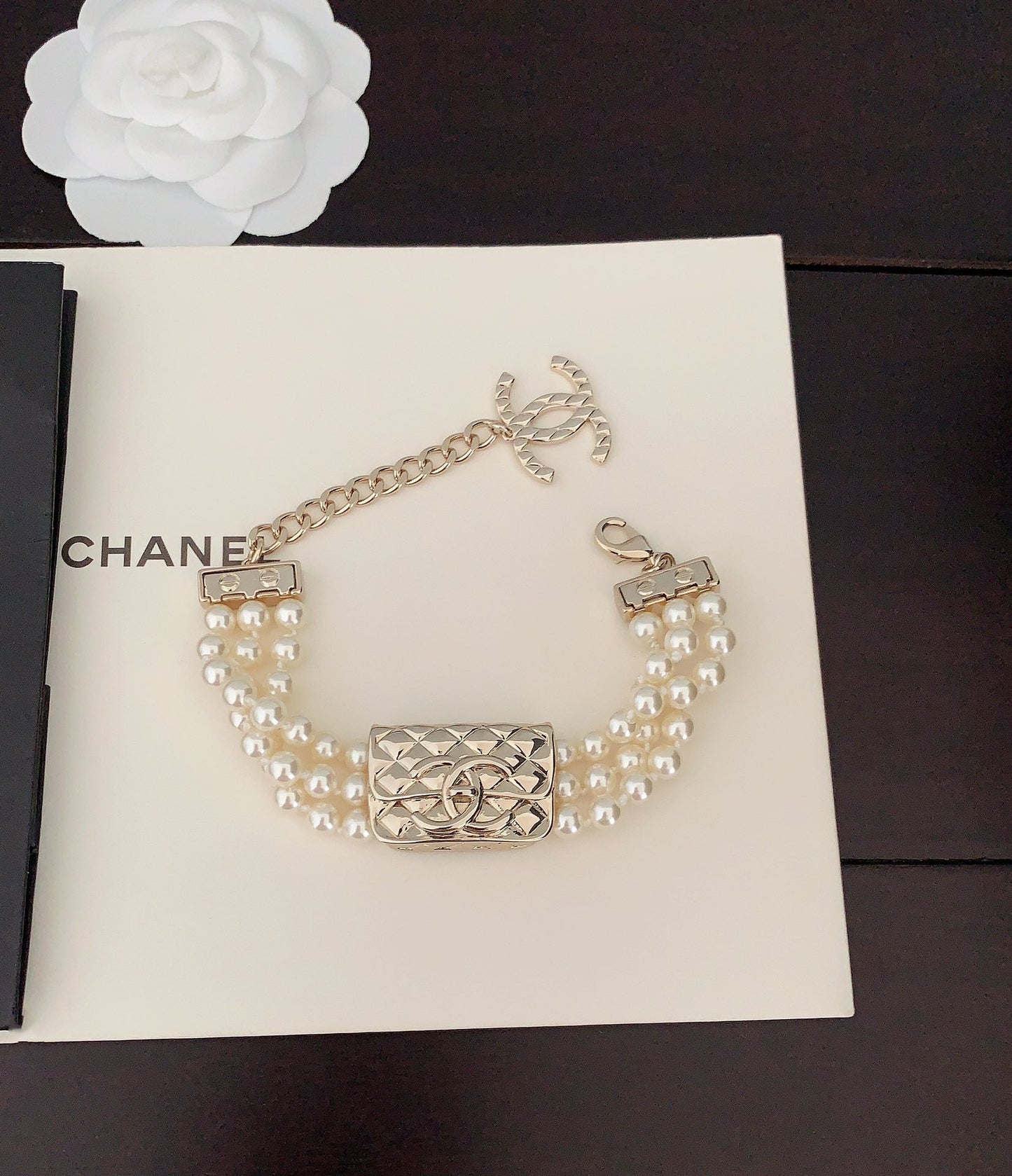 18K CC Bag Pearls Chain Bracelet