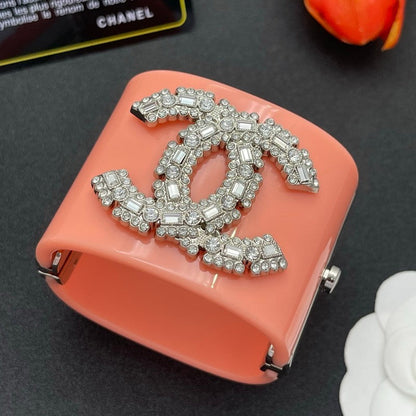 18K CC Pearl Diamond Pink Cuff Bracelet