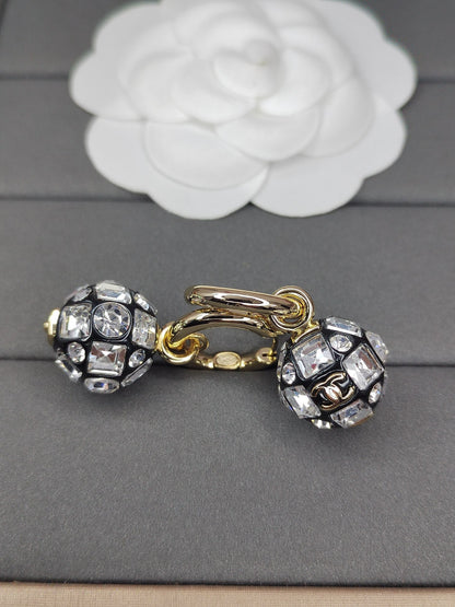 18K CC Ball Crystals Earrings