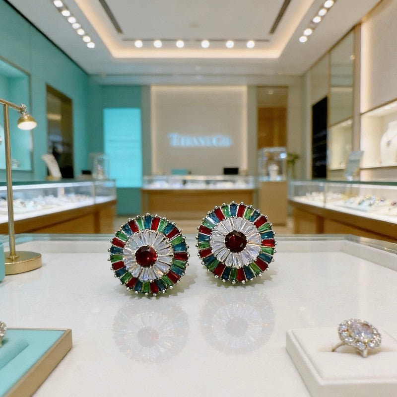 T Color Crystal Earrings