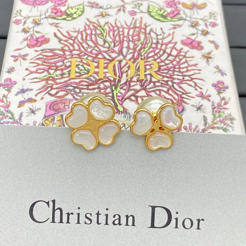 18K CD Clover Pearl Earrings