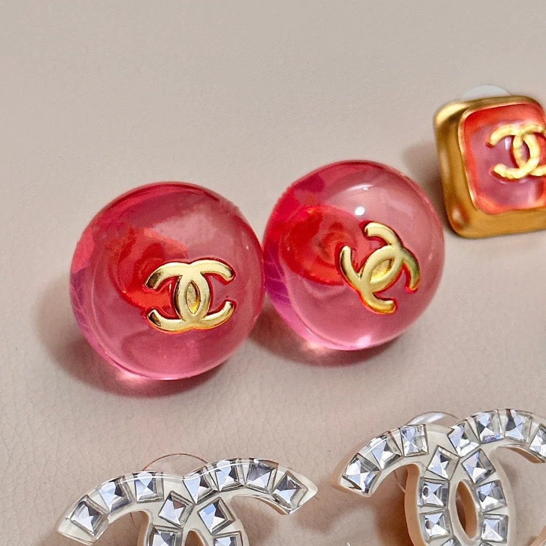 Boucles d'oreilles en cristal rose CC 18 carats