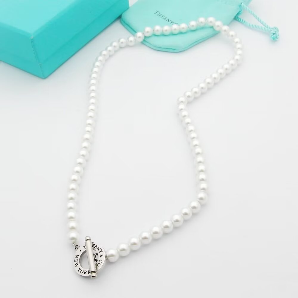 18K T Tag Beads Necklace