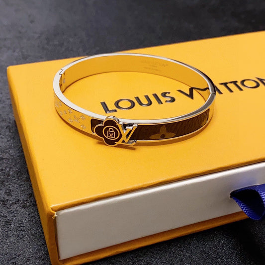 18K Louis Leather Lock Bracelet