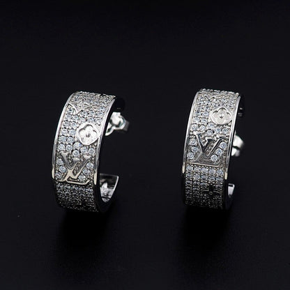 18K Louis Pave Diamond Hoop Earrings