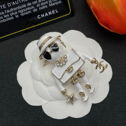 18K CC Robot Gabrielle Doll White Brooch