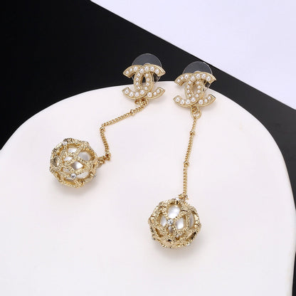 18K CC Pearl Long Earrings