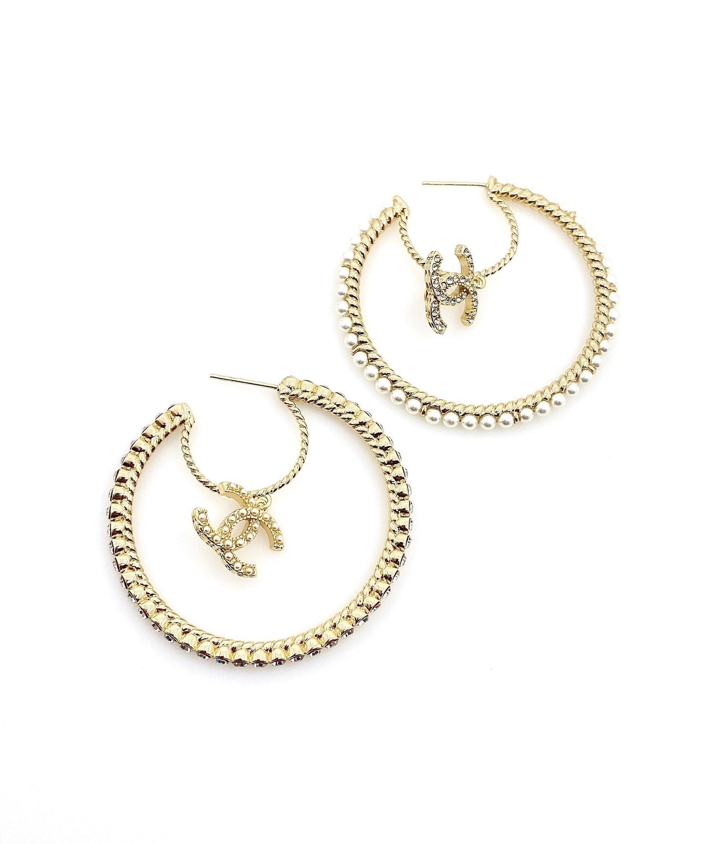 18K CC Circle Earrings