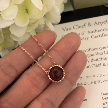 18K Perlée couleurs Carnelian Necklace