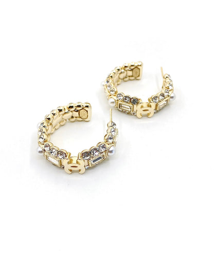 18K CC Crystals Circle Earrings