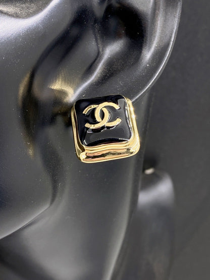18K Square CC Earrings