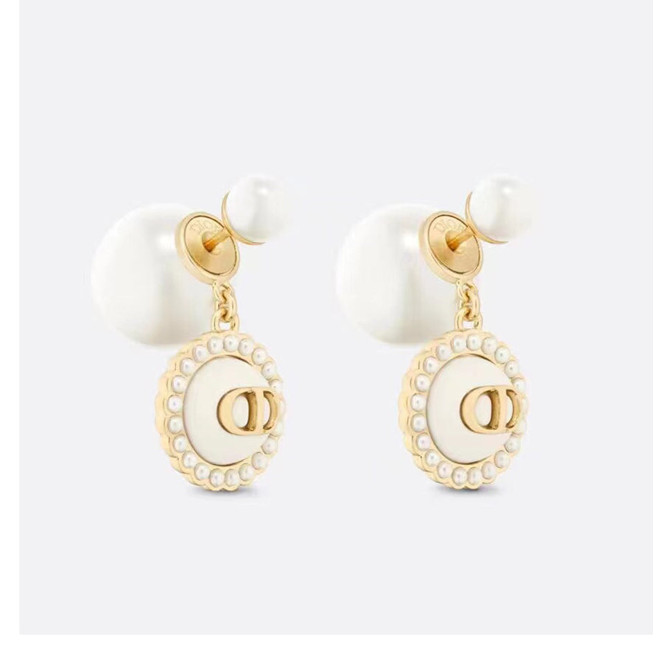 18k Dior CD Pearls Earrings