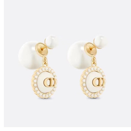 18k Dior CD Pearls Earrings