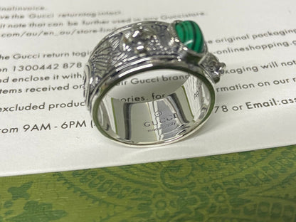 Bague verte de jardin félin Double G