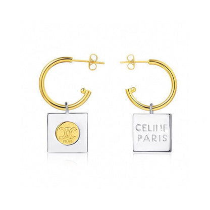 18K Celine Triomphe Hoops Earrings