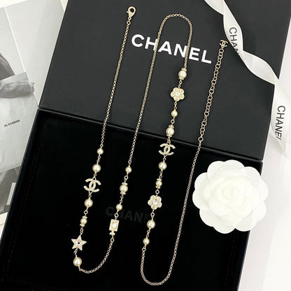 18K CC Long Diamond & Pearl Necklace