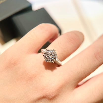 18K T Pavé Setting Engagement Ring