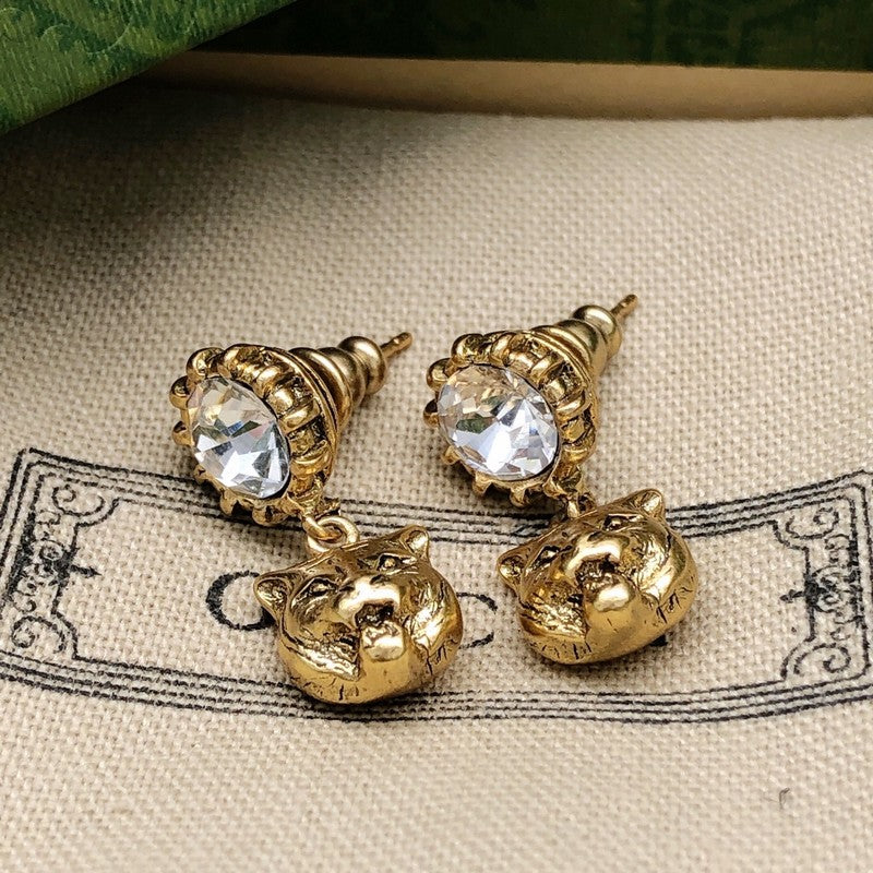 GG Tiger Crystal Earrings