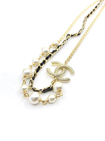 18K CC Pearls Strass Choker Necklace