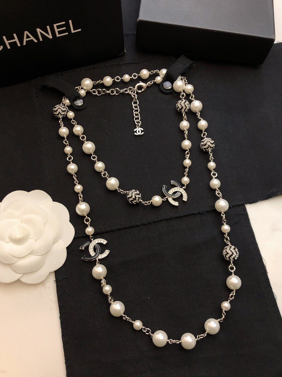 18K CC Star Pearls Long Necklace