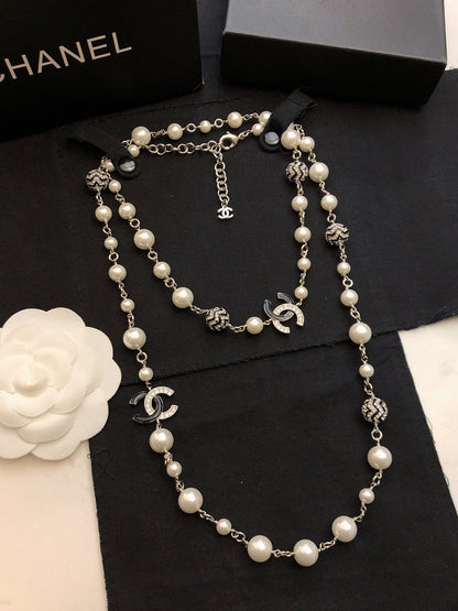 18K CC Star Pearls Long Necklace