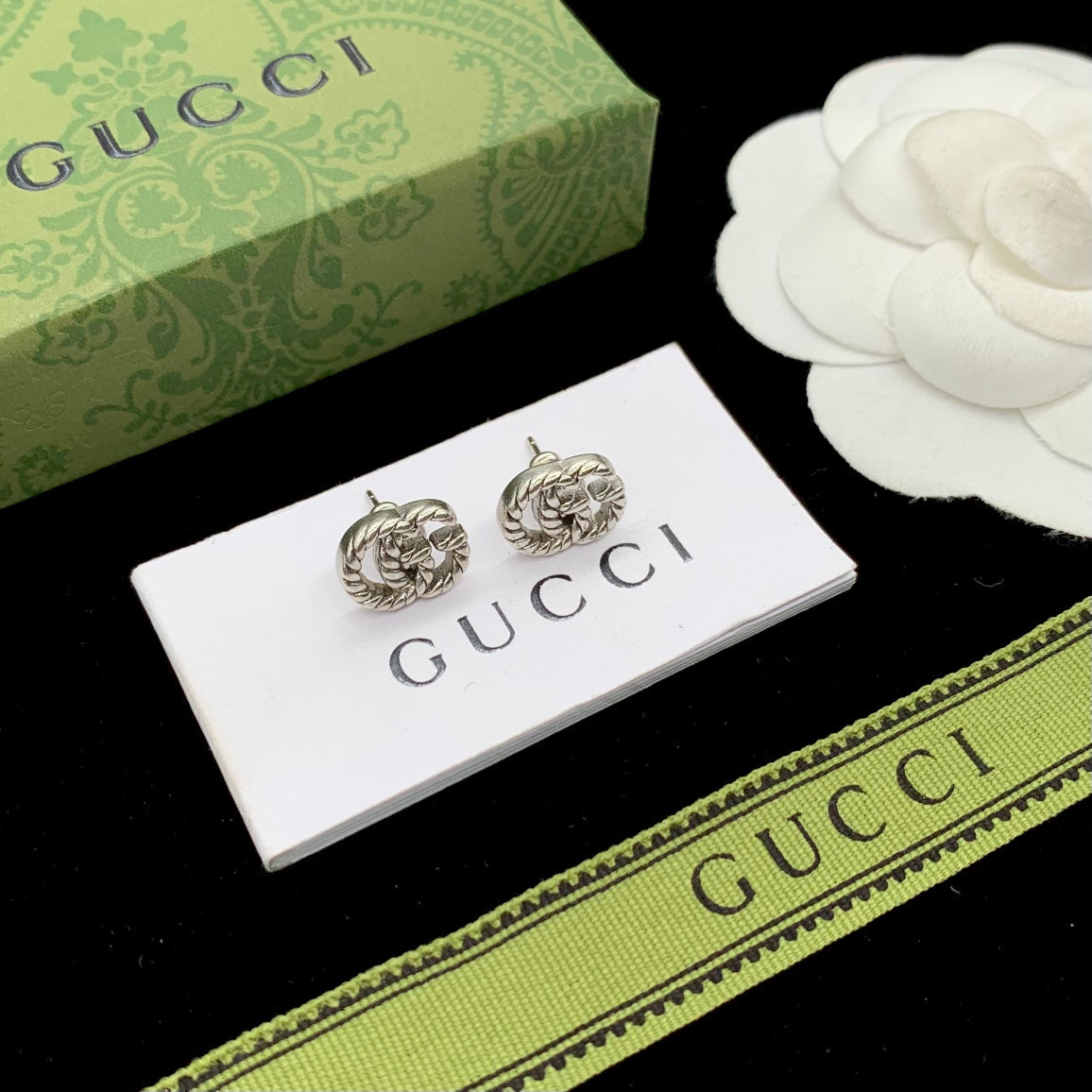 Boucles d'oreilles Double G 18 carats