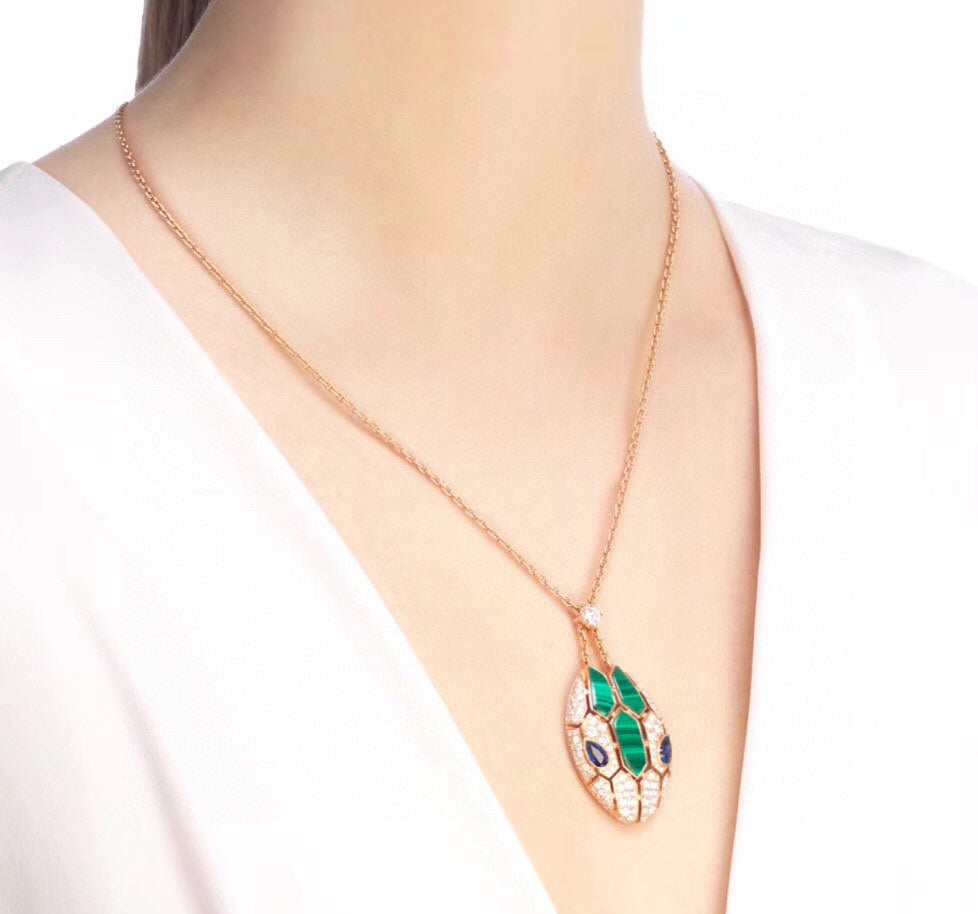 18K BV Serpenti Malachite Necklace