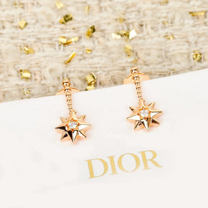 18K CD Flower Rose Gold Earrings