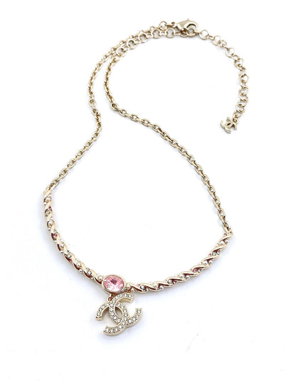 18K CC Pink Crystal Necklace