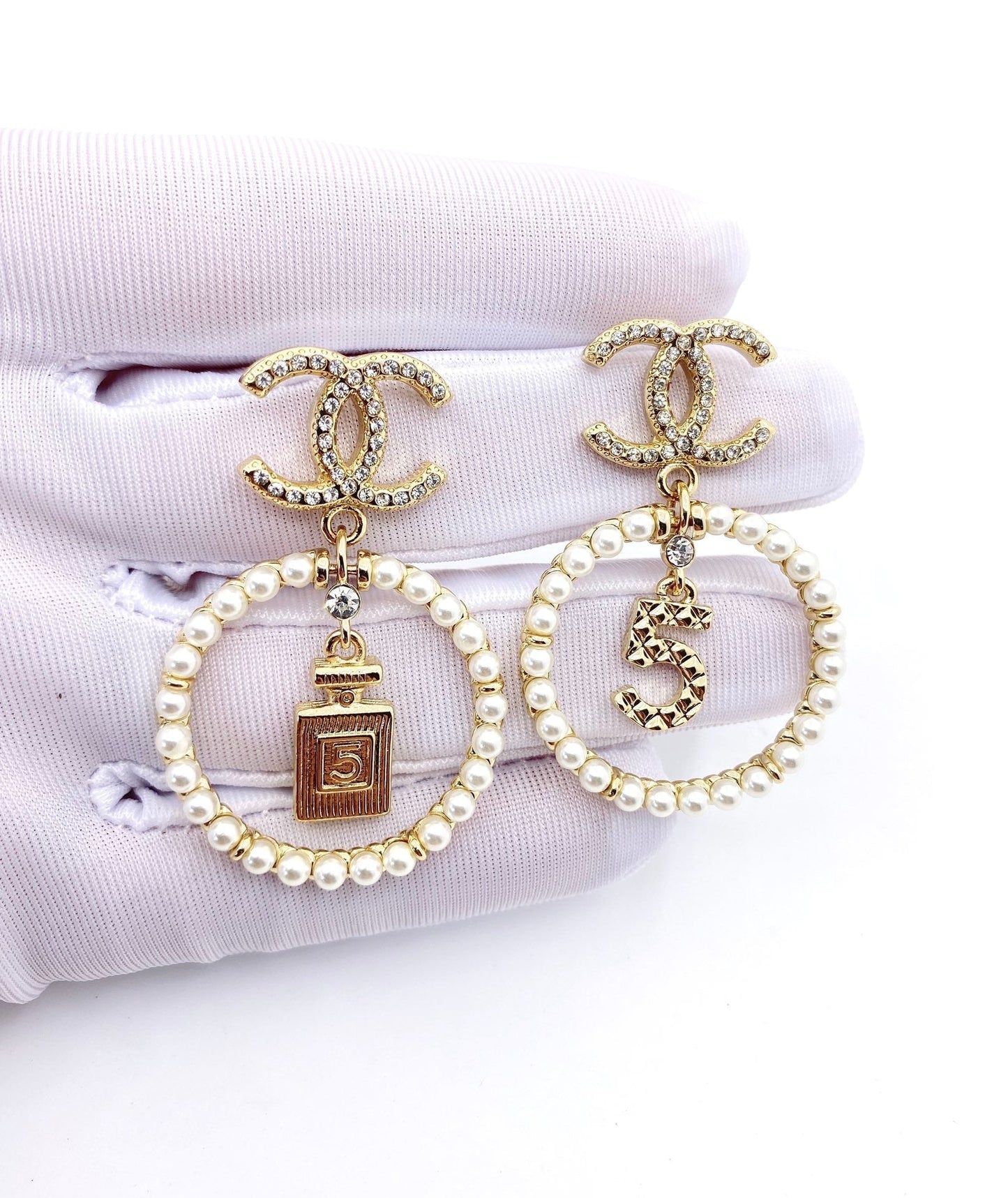 18K CC No.5 Perfume Bottle Earrings