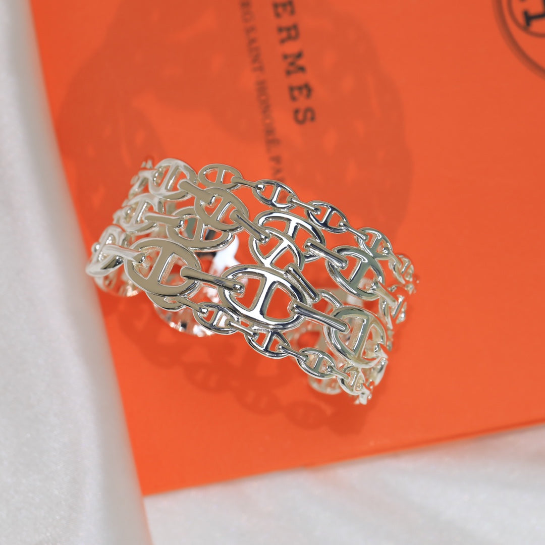 Bracelet Chaine D'Ancre Wide Cutwork H 18 carats