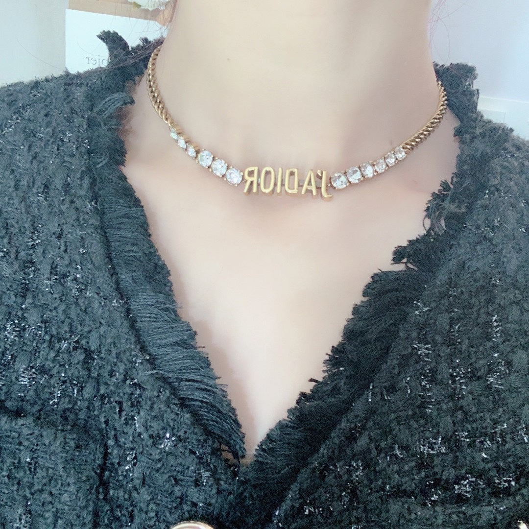 18K CD J'adior Crystal Choker Necklace