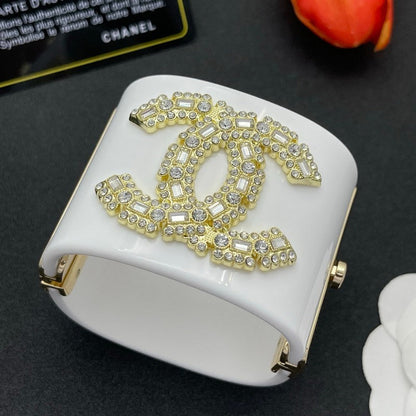 18K CC Pearl Diamond White Cuff Bracelet