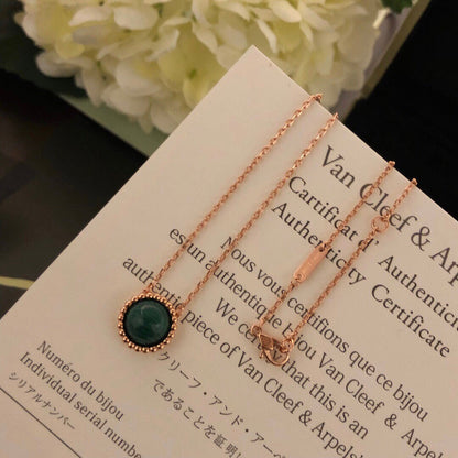 18K Perlée couleurs Malachite Necklace