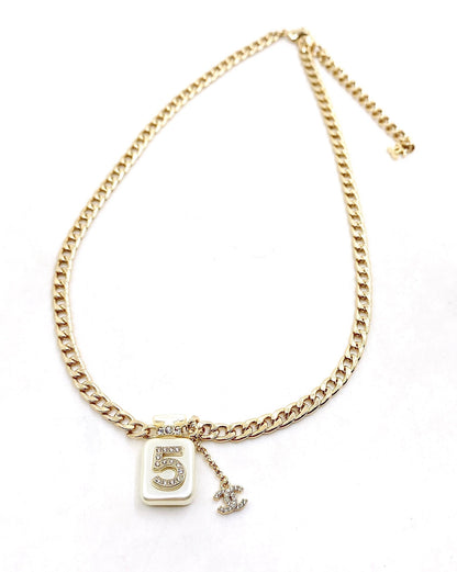 18K CC No.5 Perfume Pendant Chain Necklace