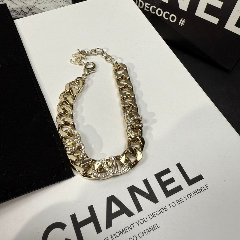 CC Diamond Logo Gold Chain Bracelet