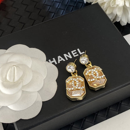 18K  CC Crystals Earrings