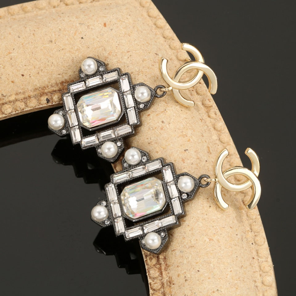 18K CC Crystal Earrings