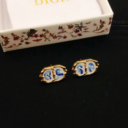 18K CD Sky Blue Gold Earrings