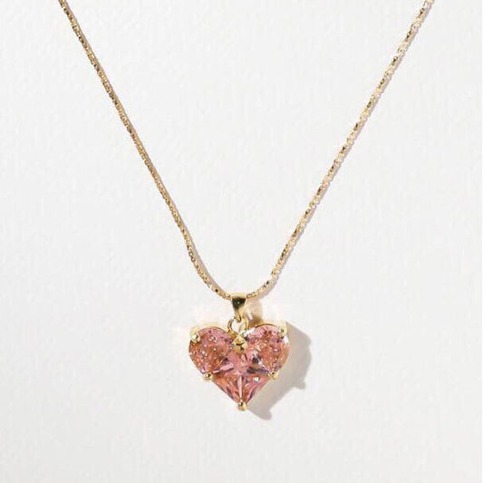 18K Triomphe Pink Heart Crystal Necklace