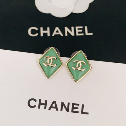 18K CC Green Earrings