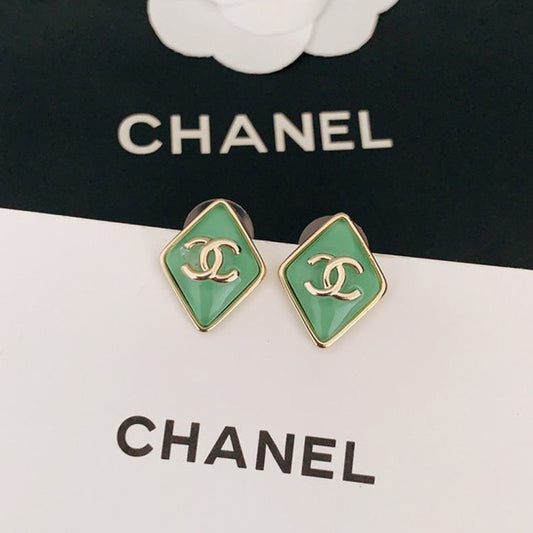 18K CC Green Earrings