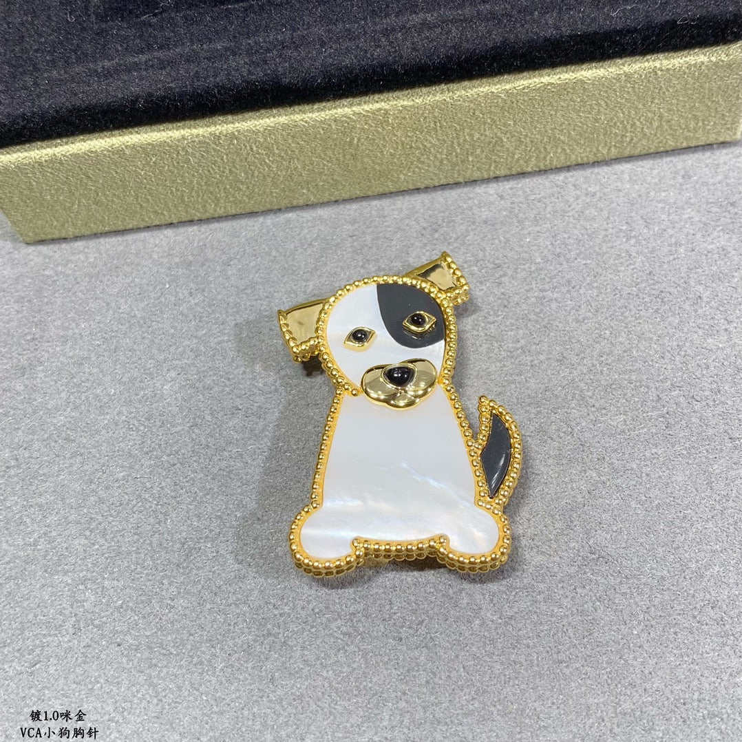 Broche à pince pour chien, animaux porte-bonheur 18 carats